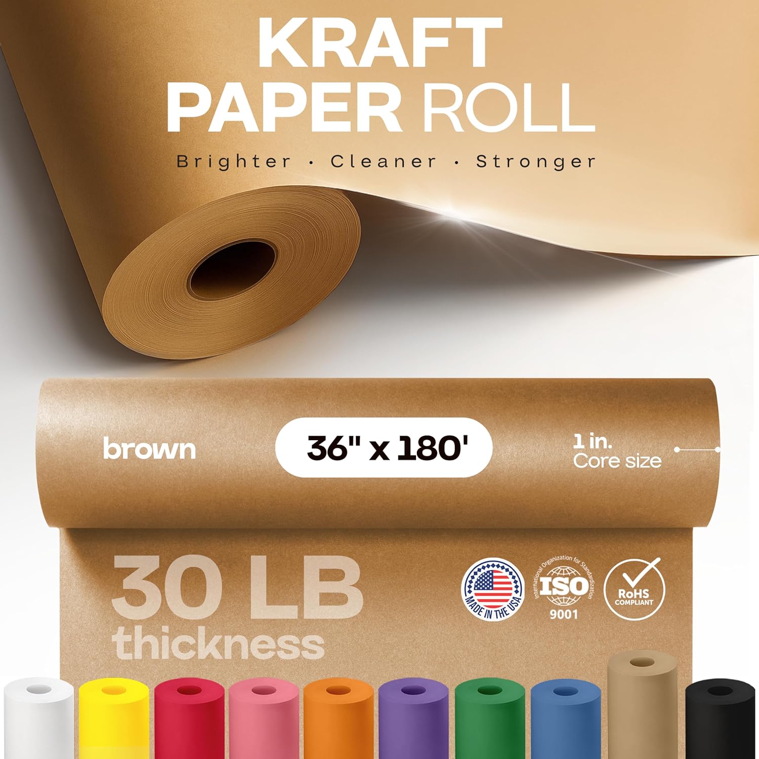 Detalle 2 de IDL Packaging Brown Kraft Paper Roll, 36" x 2160", 30 lb Uncoated Paper