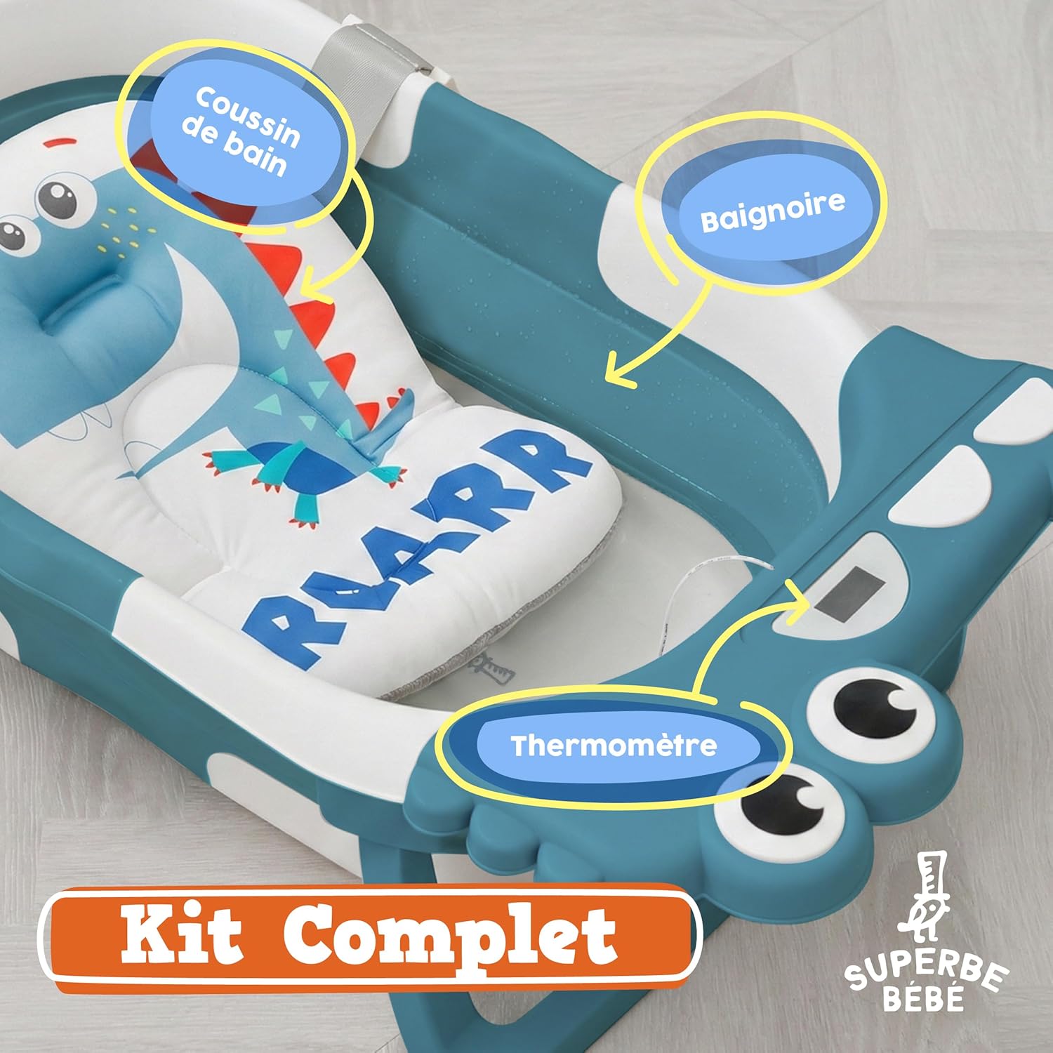 Thumbnail 2 de Baignoire bébé pliable XXL avec coussin de bain et thermomètre intégré