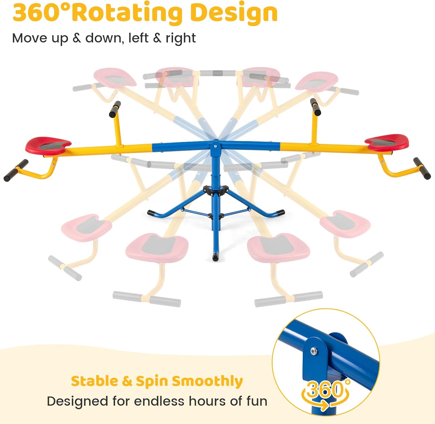 Detalle de Costzon Teeter Totter Seesaw for Kids: 360° Rotation Outdoor Playground Seesaw