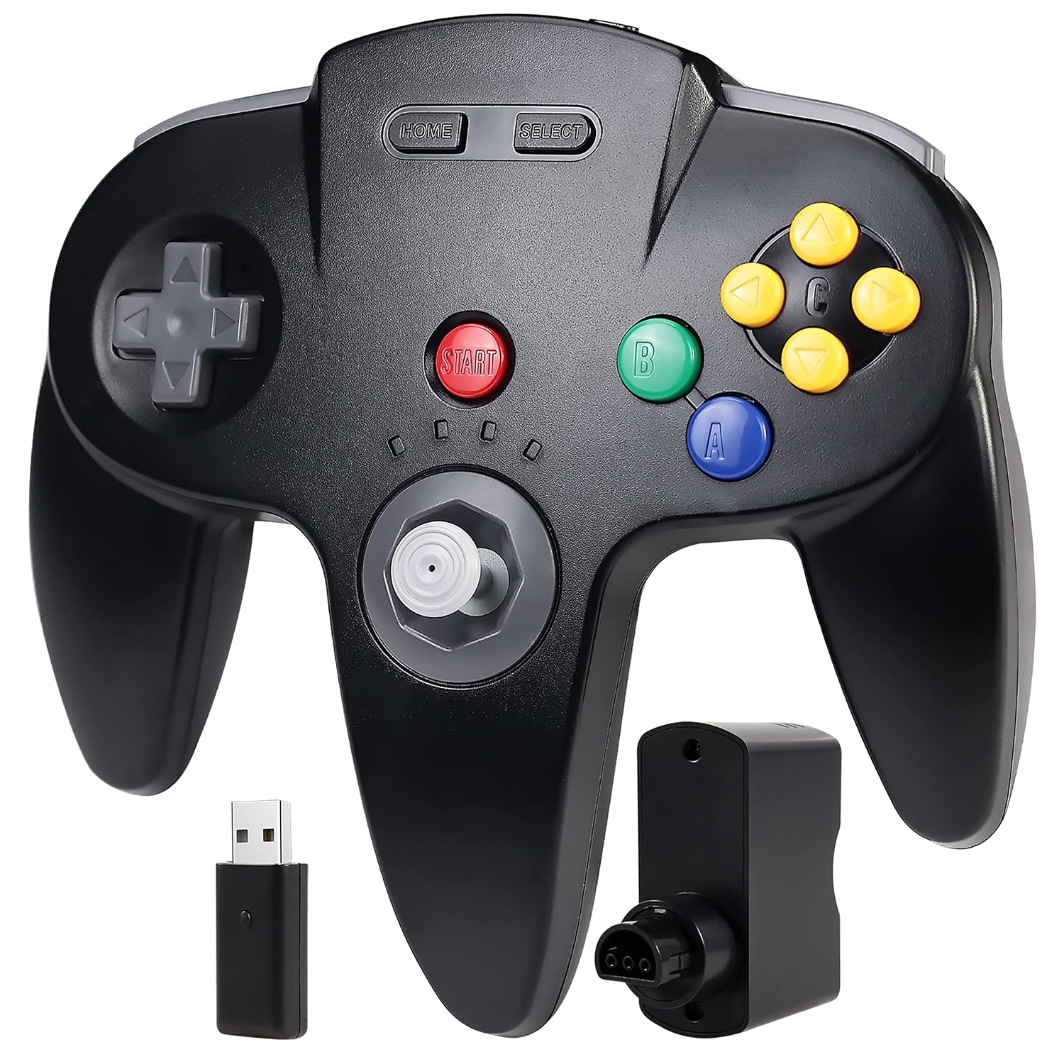 Detalle de miadore Wireless N64 Pro Controller für Switch (1/2) & N64 – 2,4 GHz USB & N64 Empfänger, Plug & Play (schwarz)