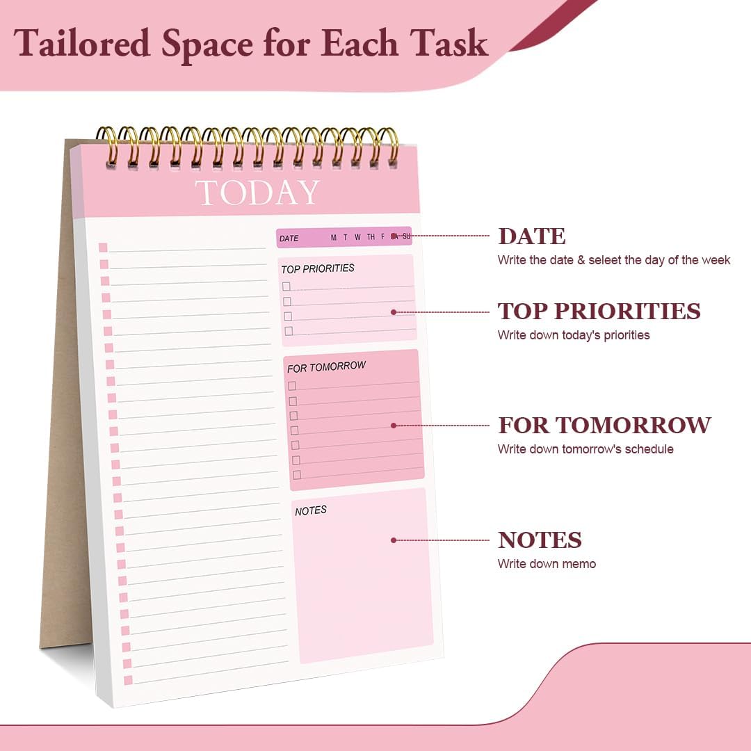 Thumbnail 2 de Zhswlp 2 Pack To Do List Notebook – Undated Daily Planner, A5 Spiral Notepad