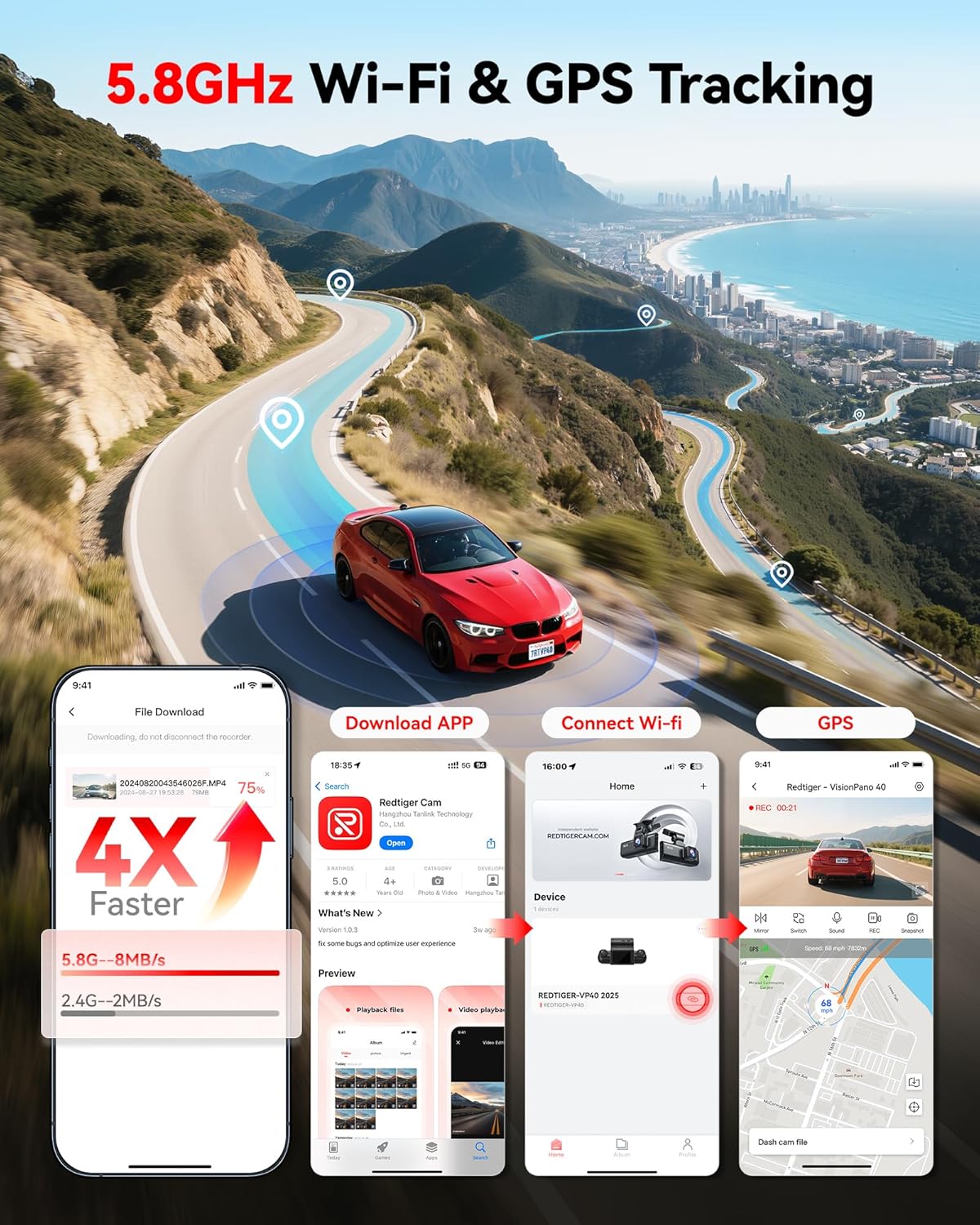 Thumbnail 4 de REDTIGER VP40 4-Channel 360° Dash Cam