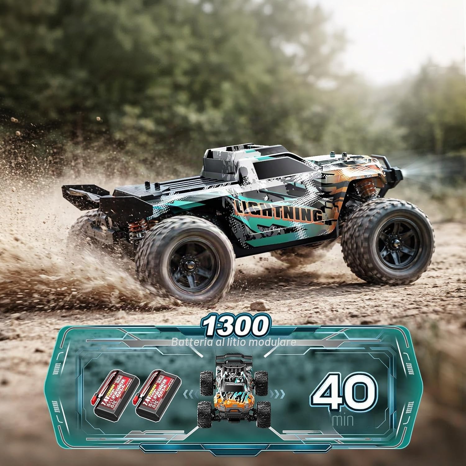 Thumbnail 2 de Womaqu Macchina Telecomandata 1:18 4WD 40 km/h Fuoristrada 2.4GHz con 2 batterie 7.4V