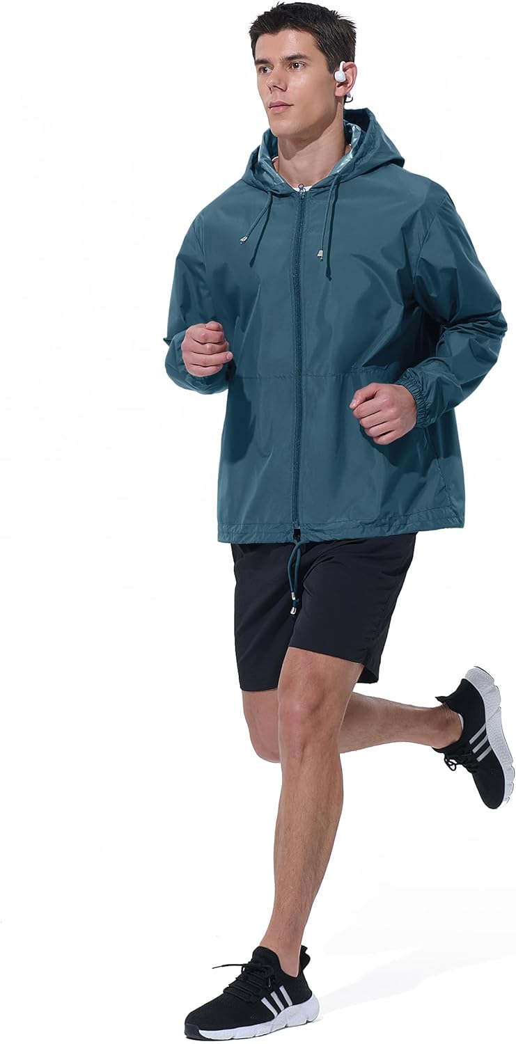 Detalle 2 de UIQUR Men's Rain Jacket: Waterproof, Windproof & Packable with Hood