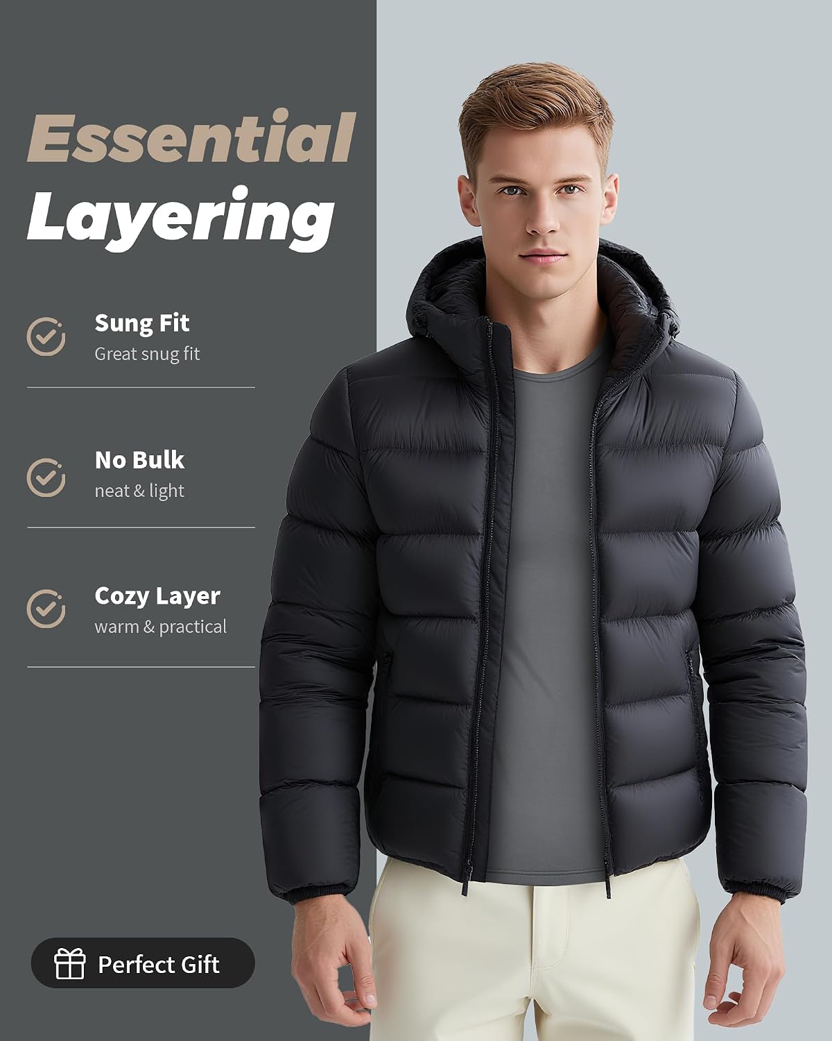 Thumbnail 3 de WEERTI Fleece-Lined Thermal Underwear for Men, Stretch Top and Bottom Set