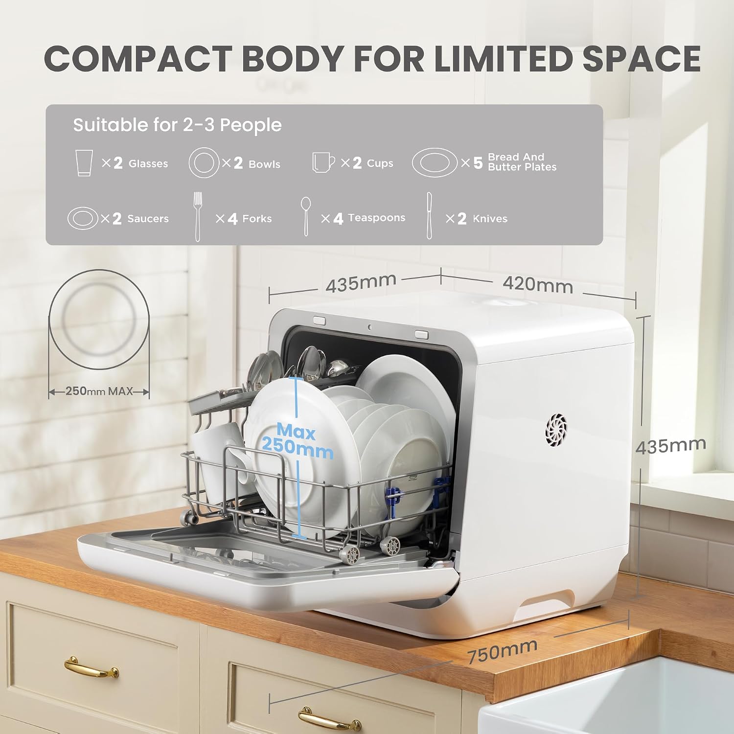 Detalle 2 de COMFEE' Table Top Dishwasher: Compact, no-plumbing countertop solution for singles & couples