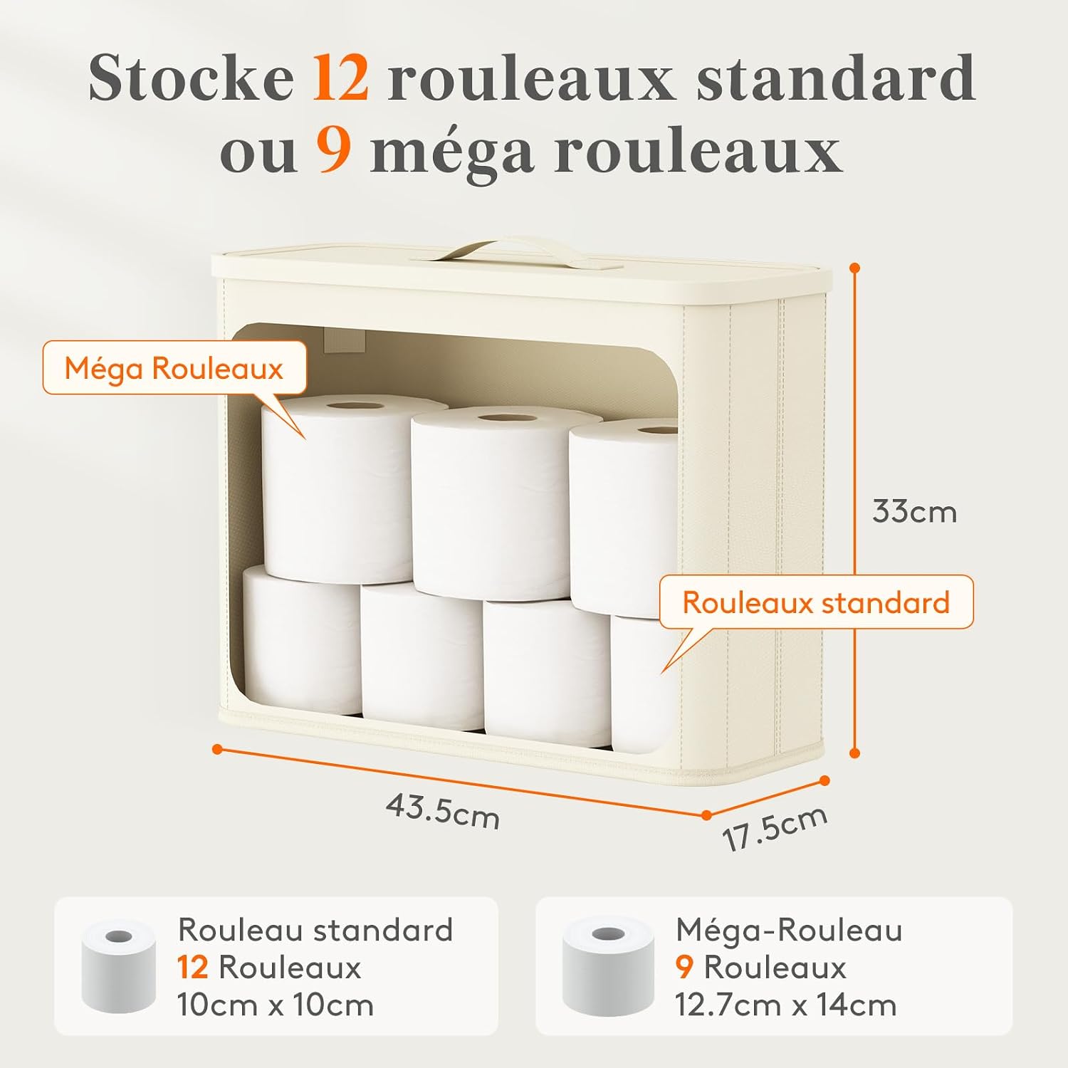 Detalle 2 de Lifewit Rangement Papier Toilette 23L Blanc Crème