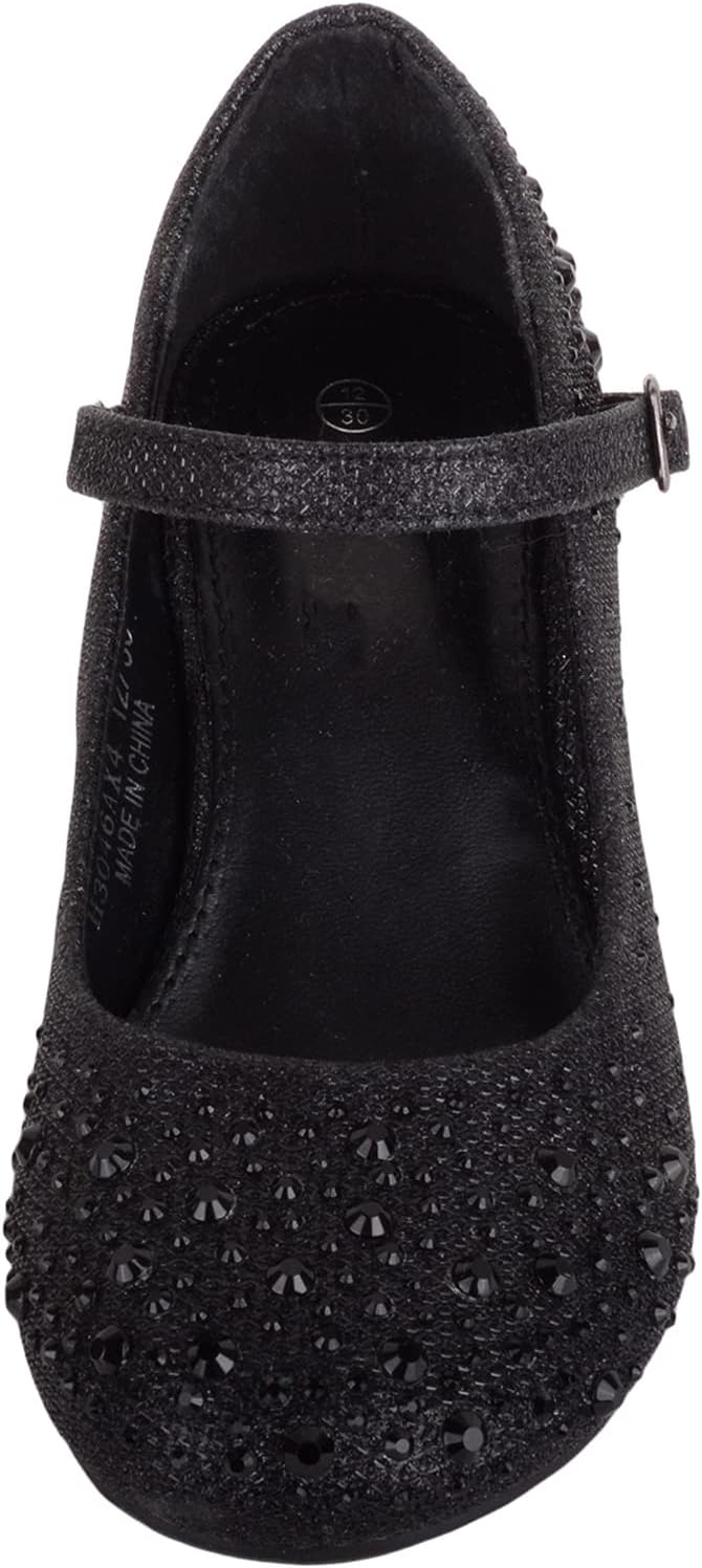 Detalle de ABSOLUTE FOOTWEAR Kids Glitter Diamante Heeled Shoes – Party Ready