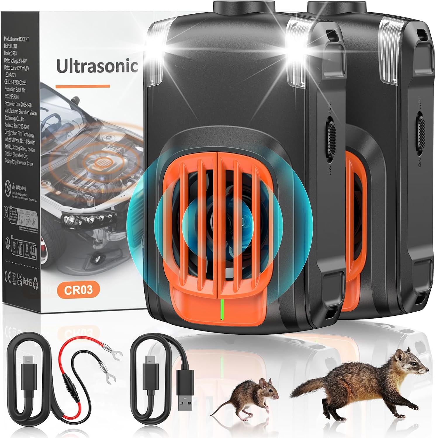 Thumbnail 6 de Marderschreck Auto – Ultraschall-Marderabwehr für Motorraum inkl. 12V Batterie, flexible Stromversorgung