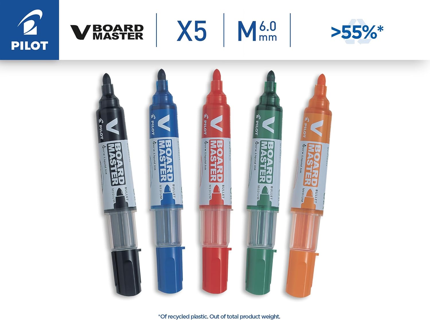 Thumbnail 1 de PILOT - 5 V-Board Master: Marqueur Tableau Blanc Rechargeable à Pointe Conique 6,0 mm