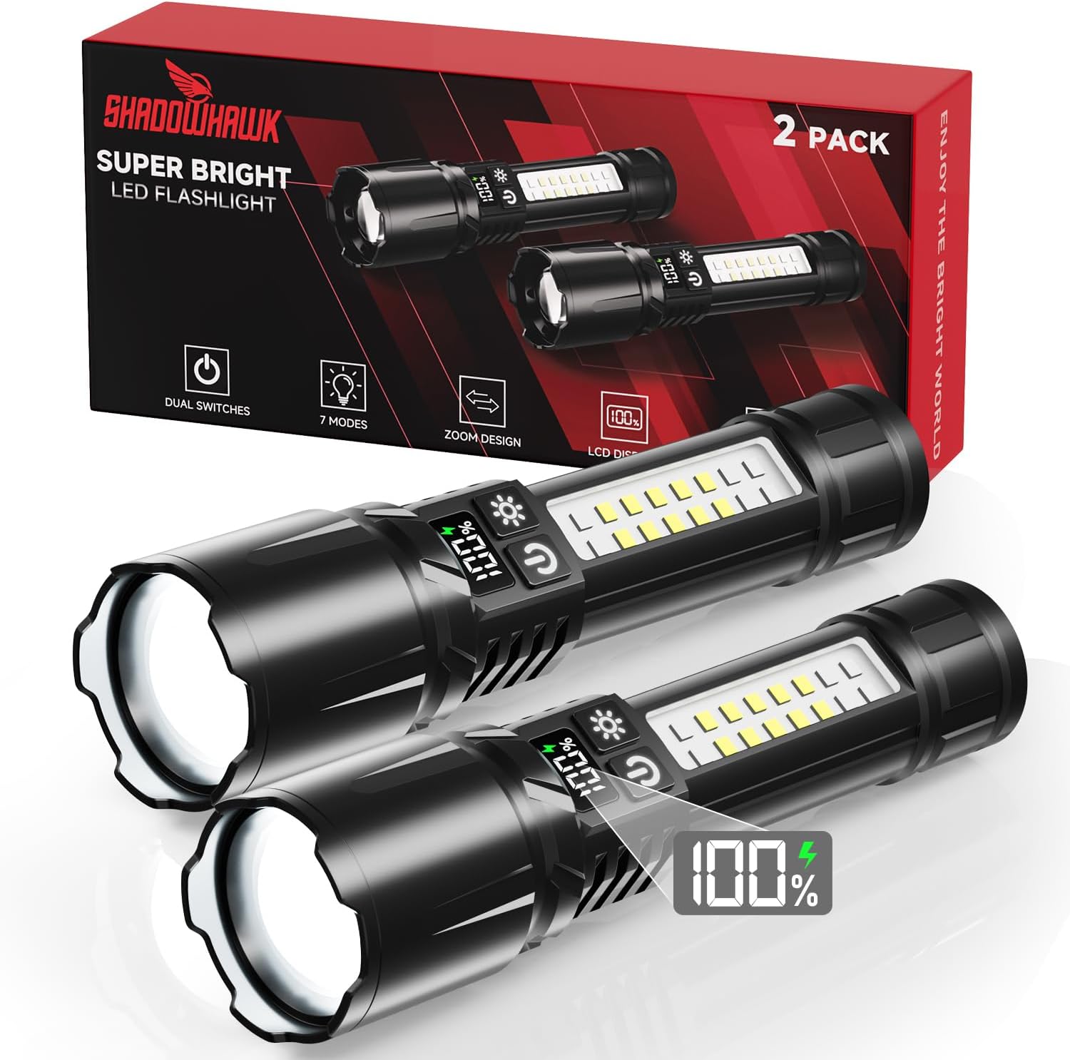 Detalle de Shadowhawk Taschenlampe 2er Set mit 7 Modi