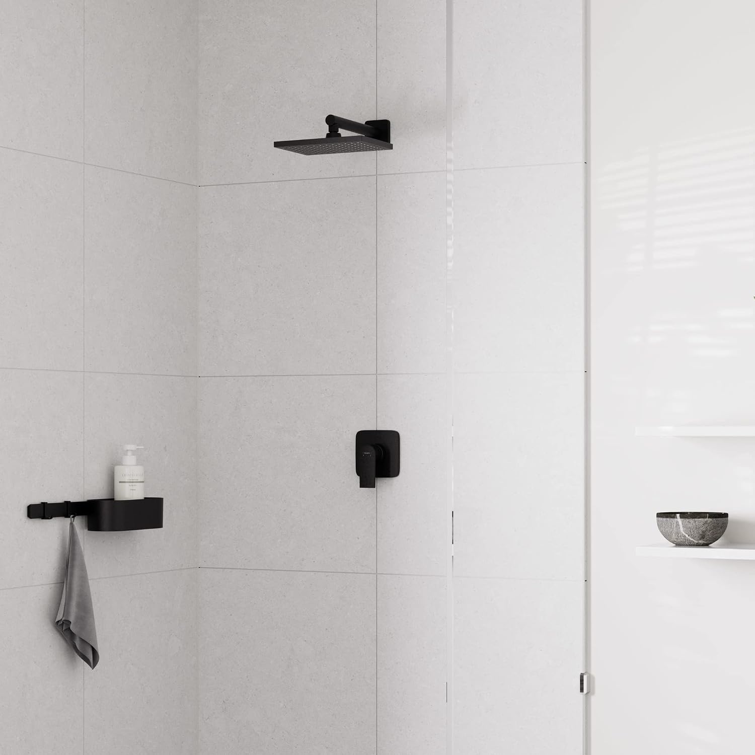 Detalle 2 de hansgrohe Vernis Shape 26283670 – deszczownica 230 × 170 mm, EcoSmart, czarny mat