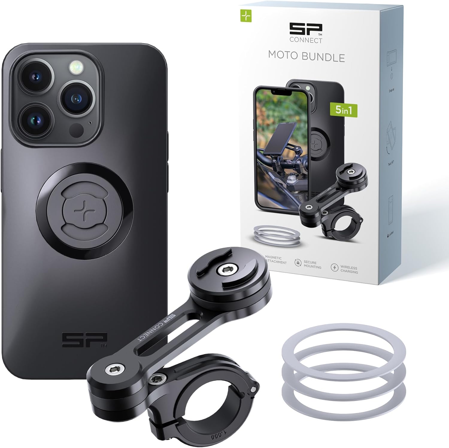 Detalle de SP Connect Moto Bundle SPC+ per iPhone 14 Pro: supporto moto con attacco rapido e cover MagSafe