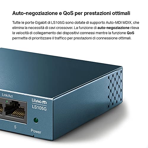 Detalle 2 de TP-Link LS105G: Switch 5 Porte Gigabit con Custodia in Metallo, Desktop