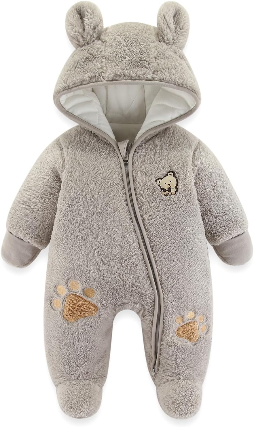 Detalle de JiAmy vinteroverall för baby med huva, fleece, 0–12 månader