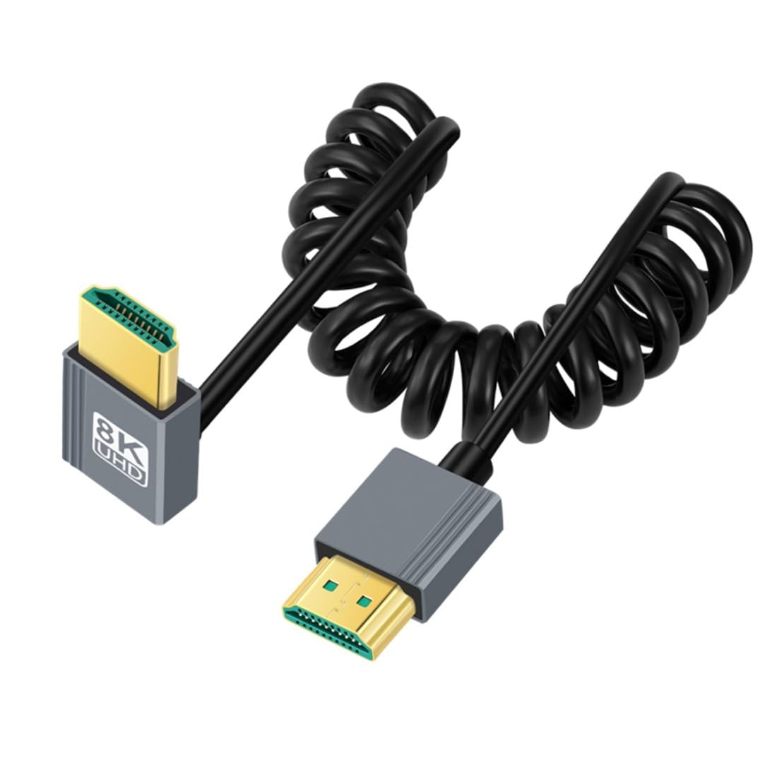 Detalle de HDMI 2.1 Spiralkabel 1,0 m mit 90°