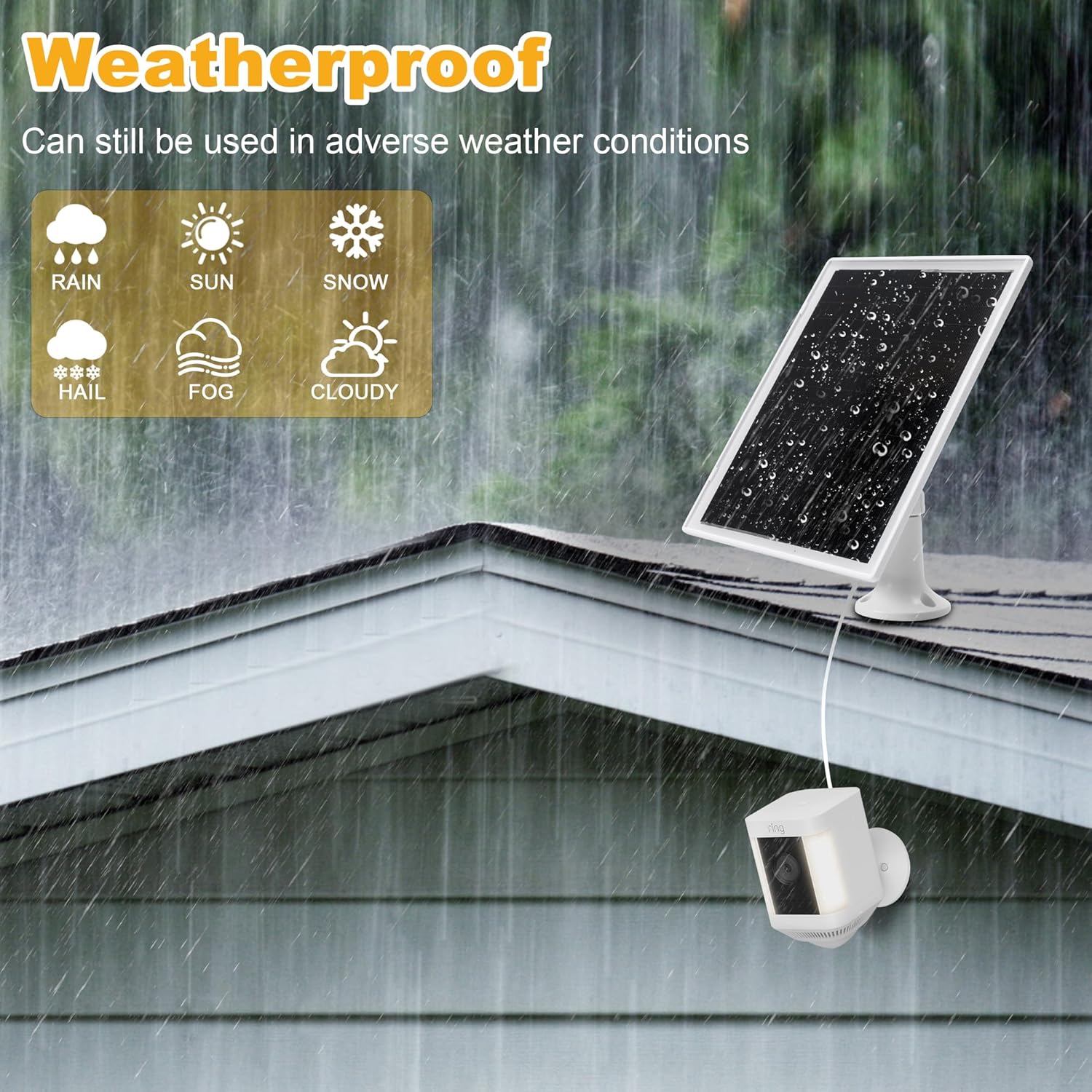 Thumbnail 4 de Solar Panel Charger for Ring Camera Battery (IP66 Waterproof, 5V 6W Fast Charging)