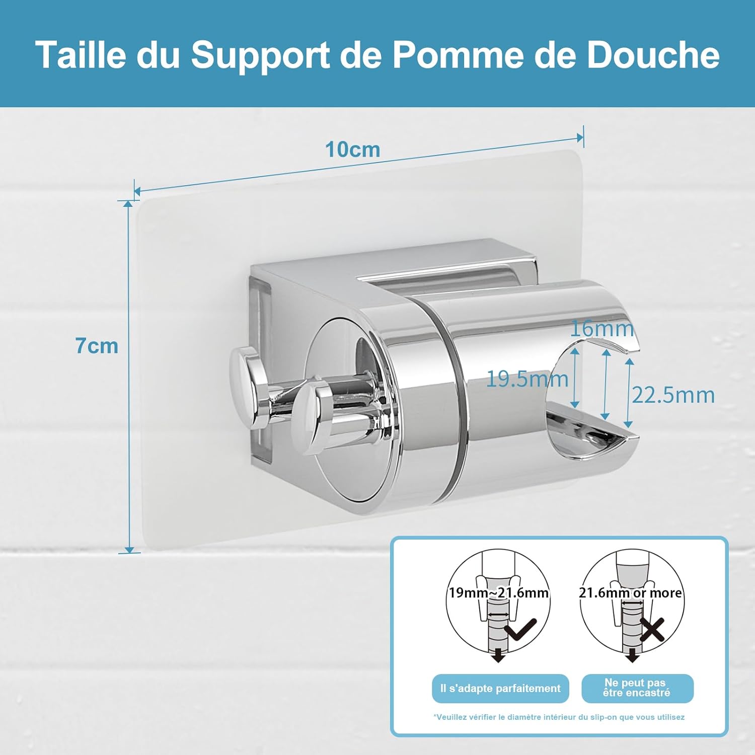 Thumbnail 2 de OFFO Support Pommeau de Douche sans Percage – Support Douchette Universel, Angle Réglable et Transparent