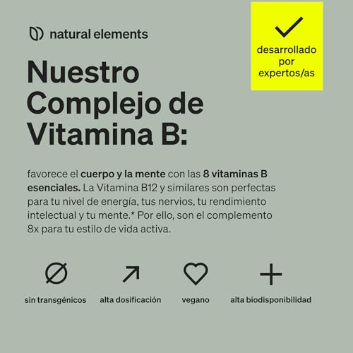 Thumbnail 2 de Natural Elements Vitamina B Complex + Cofactores (240 tabletas) con las 8 vitaminas B y apoyo con inositol y colina