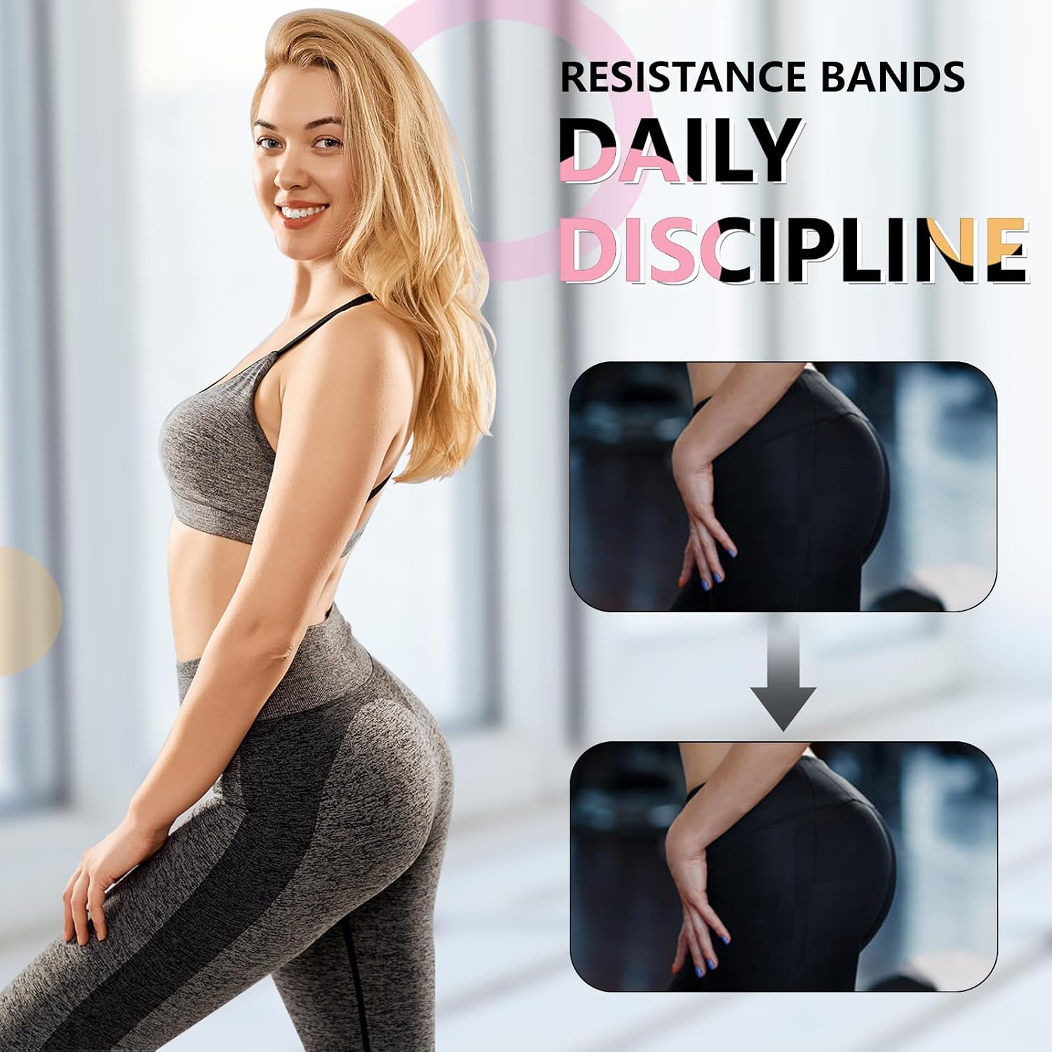 Detalle de Bourid 4 packs Fabric Resistance Bands, 4 Levels for Leg Training