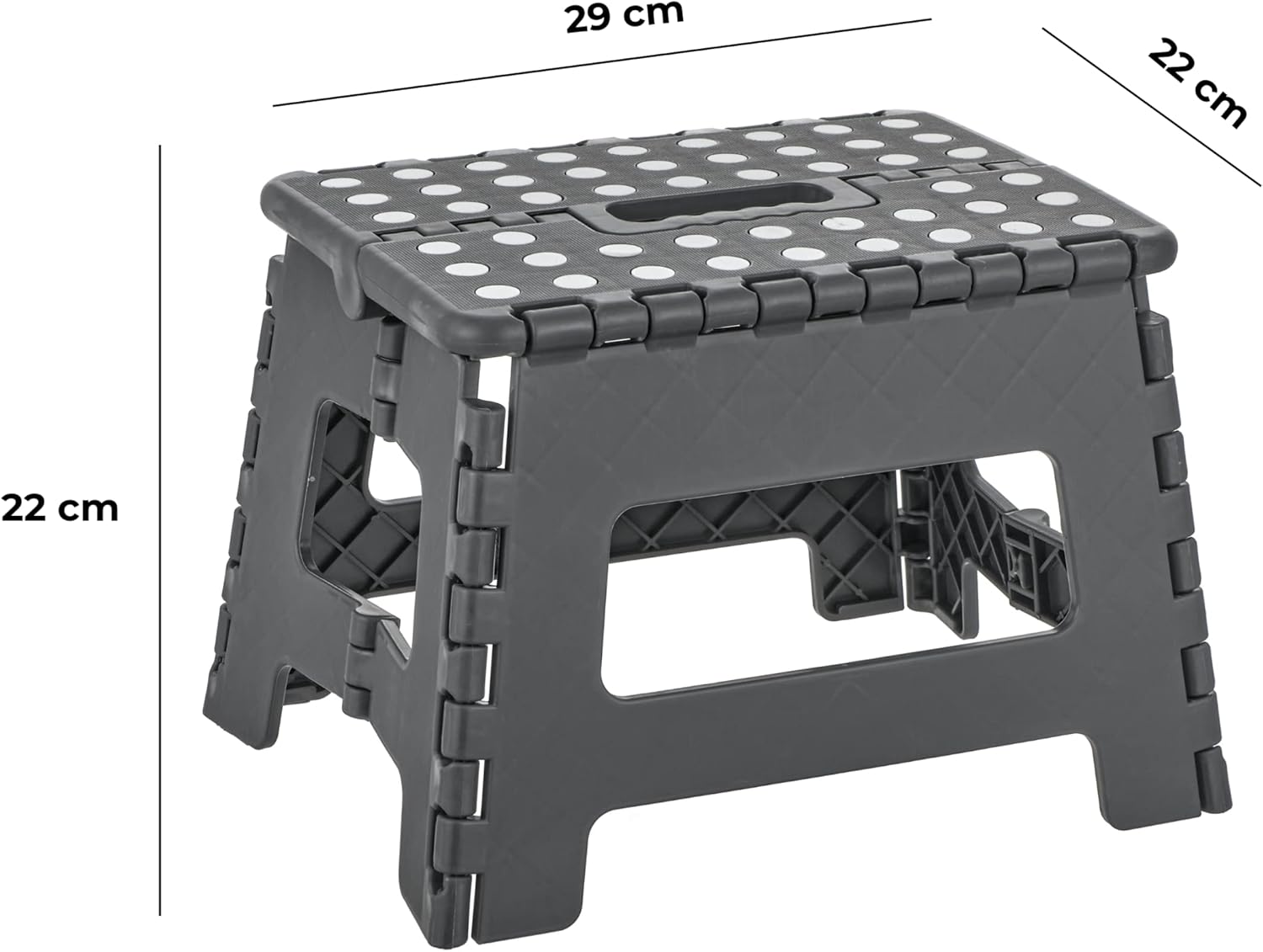 Thumbnail 1 de Baroni Home Sgabello pieghevole Ultra-Resistente portata 130 kg, taglia M (grigio scuro) 29x22x22 cm