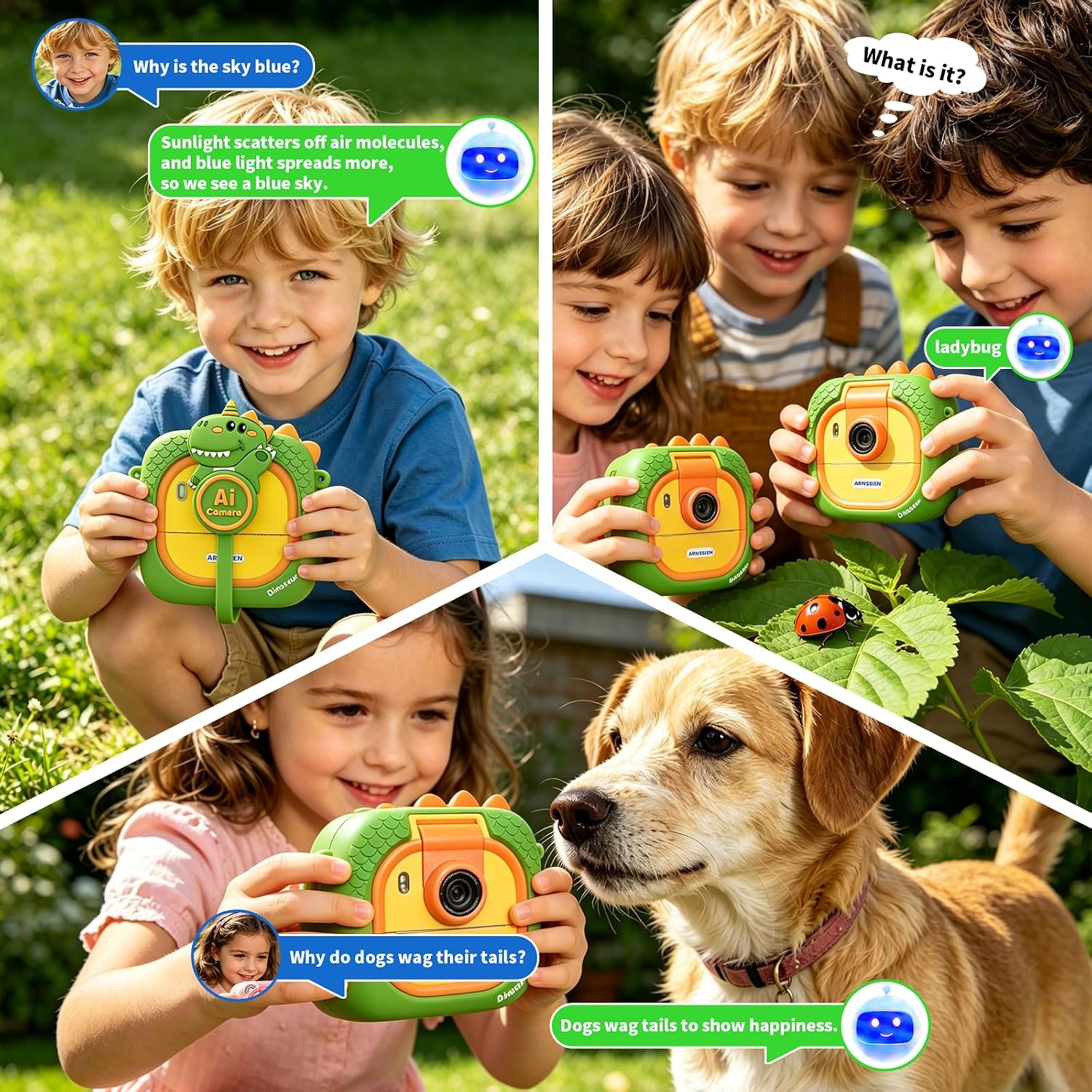 Detalle de ARNSSIEN M2 kindercamera met AI, 2,4-inch IPS-scherm en directprint