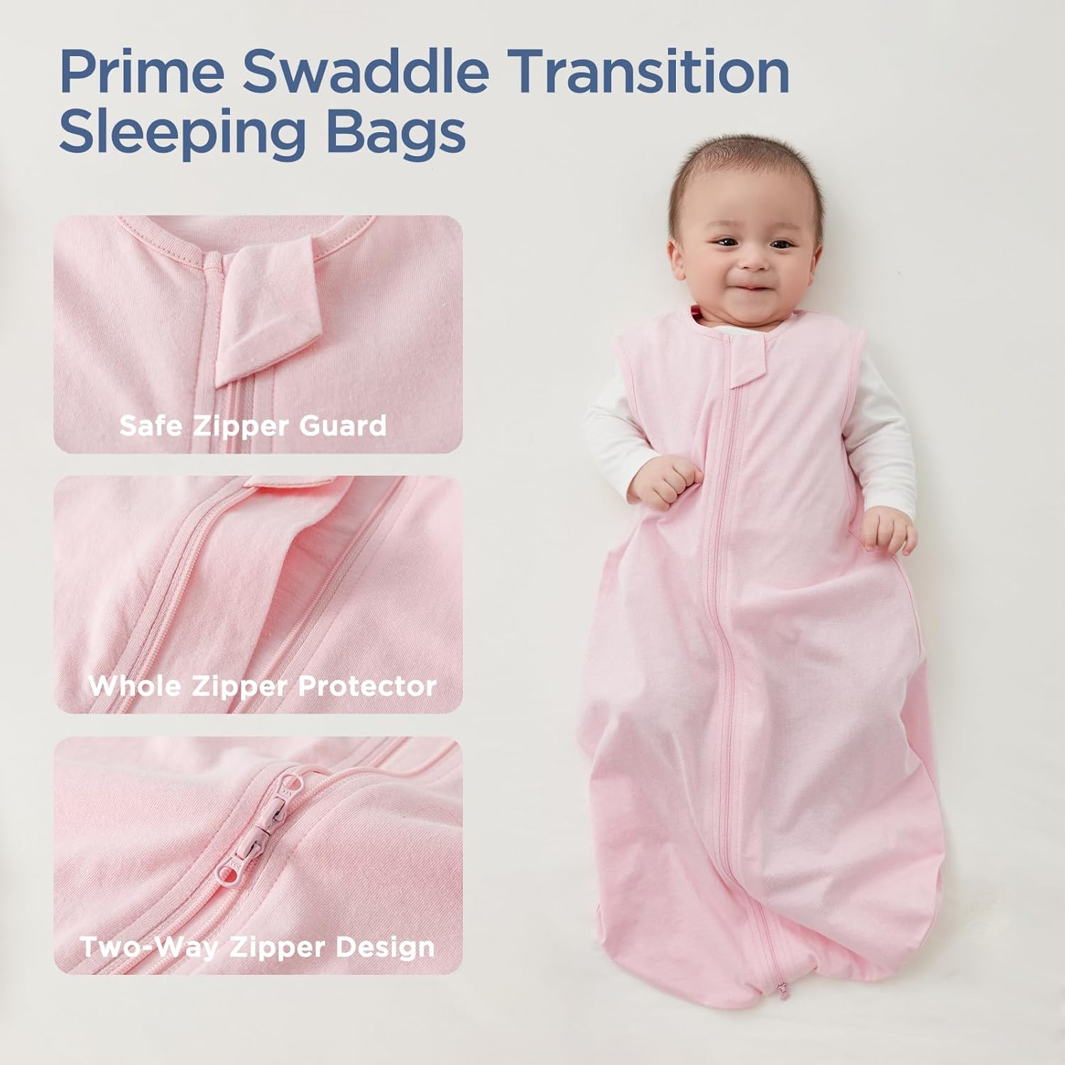 Thumbnail 3 de Duomiaomiao Baby Sleeping Bag 0.5 TOG Summer Sleep Sack (100% Cotton) – Pink, 18–36 Months