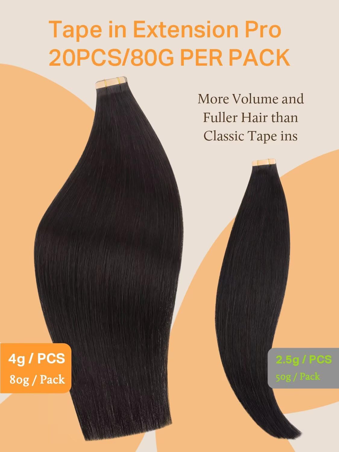 Thumbnail 3 de DOORES Remy Human Hair Extensions (20 pcs, 20 inches) with Transparent Tape