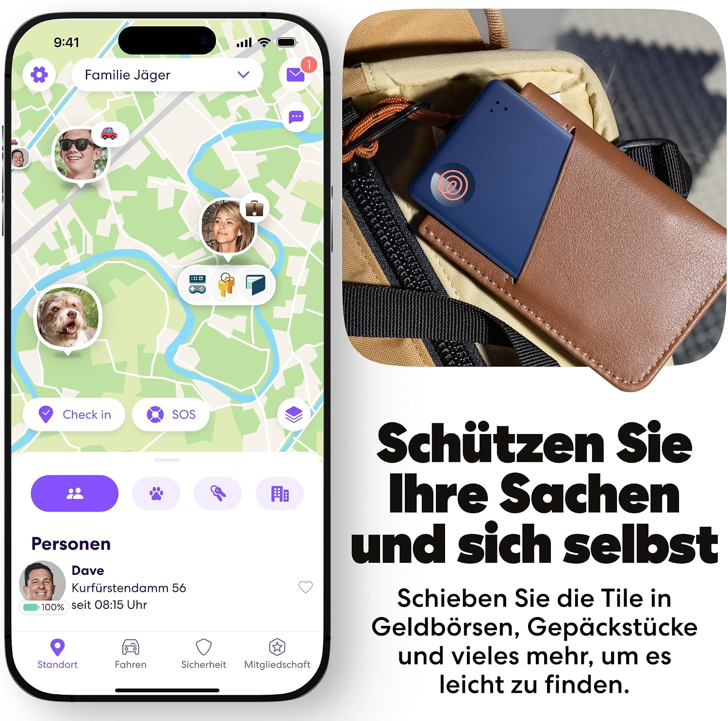 Detalle de Life360 Tile Slim – Der ultradünne Geldbörsenfinder mit BLE-Funktion und Life360-Integration