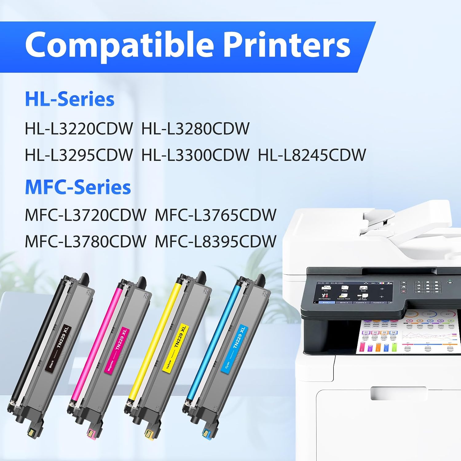 Detalle de DNART TN229XL Toner Cartridge Replacement, 4-Pack for Compatible Brother Printers