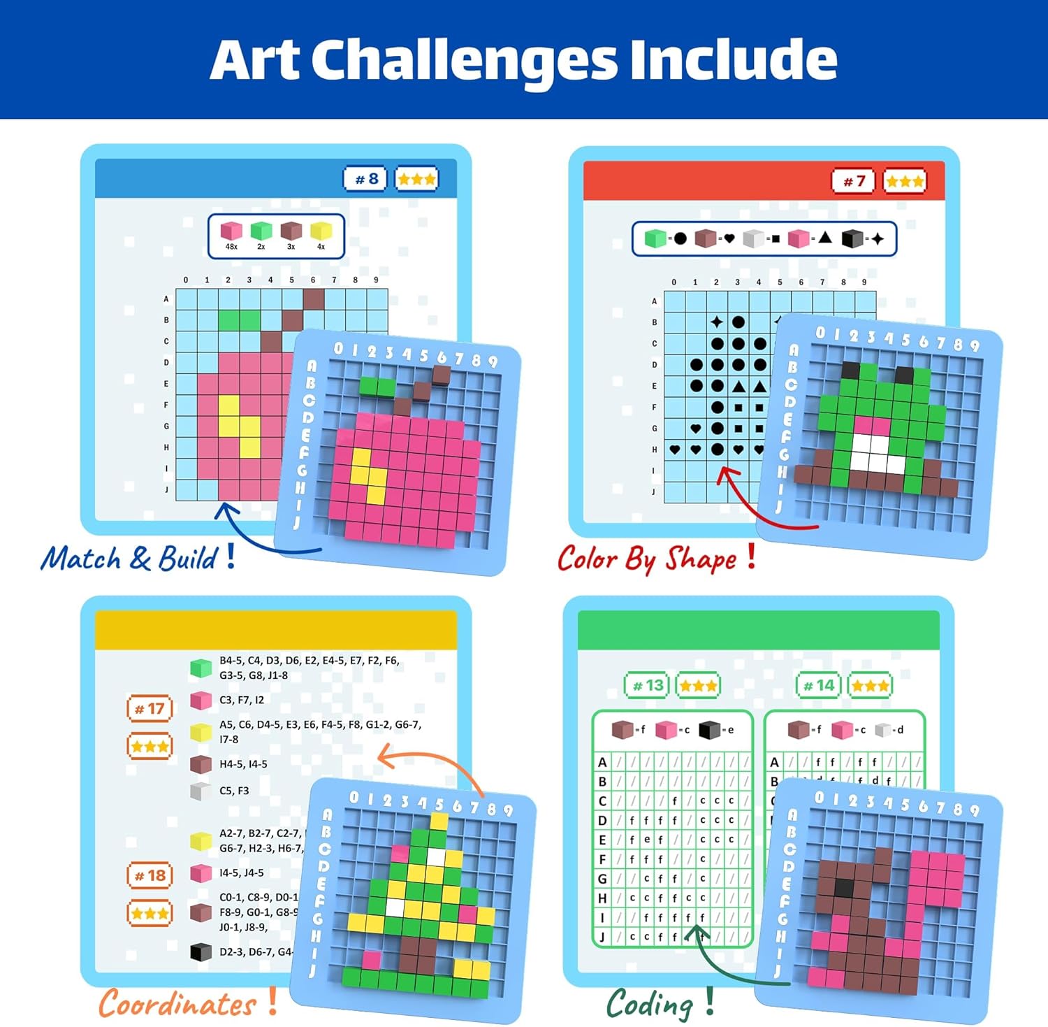 Thumbnail 2 de STEM Toys Pixel Art Kit for Kids (Ages 5–12) — Brain Teasers STEM Activities Medium