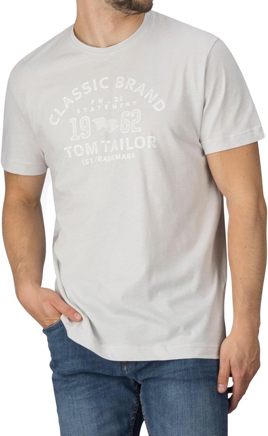 Detalle de TOM TAILOR Herren T-Shirt 4er Pack Baumwolle Regular Fit – Rundhals, Logo Print