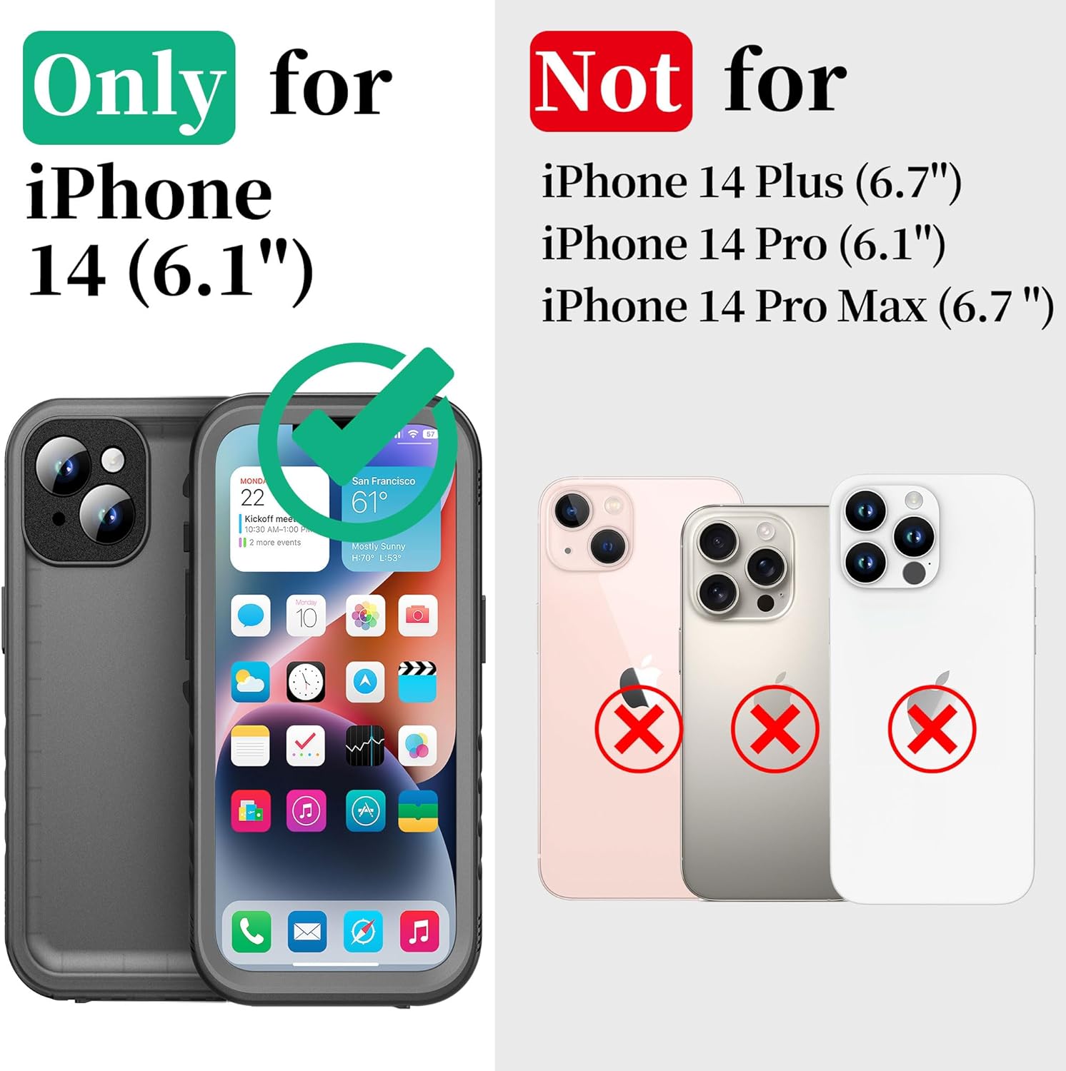 Detalle de Cozycase for iPhone 14 Case Waterproof - 360 Heavy Duty with Screen and Camera Protector
