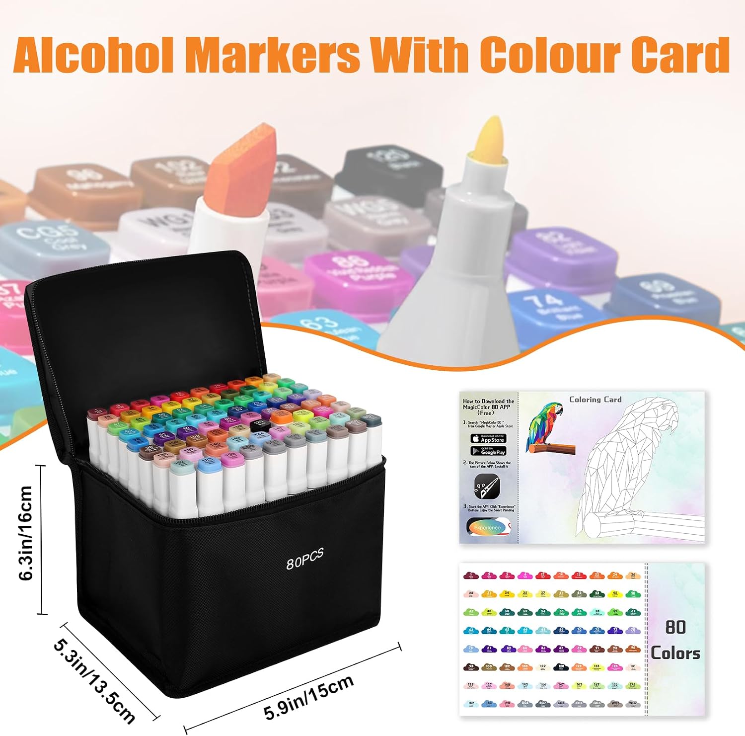 Detalle de AEDAGA 80 Colours Alcohol Markers with Free App (Alcohol Pens for Anime, Manga, Sketching & Calligraphy)