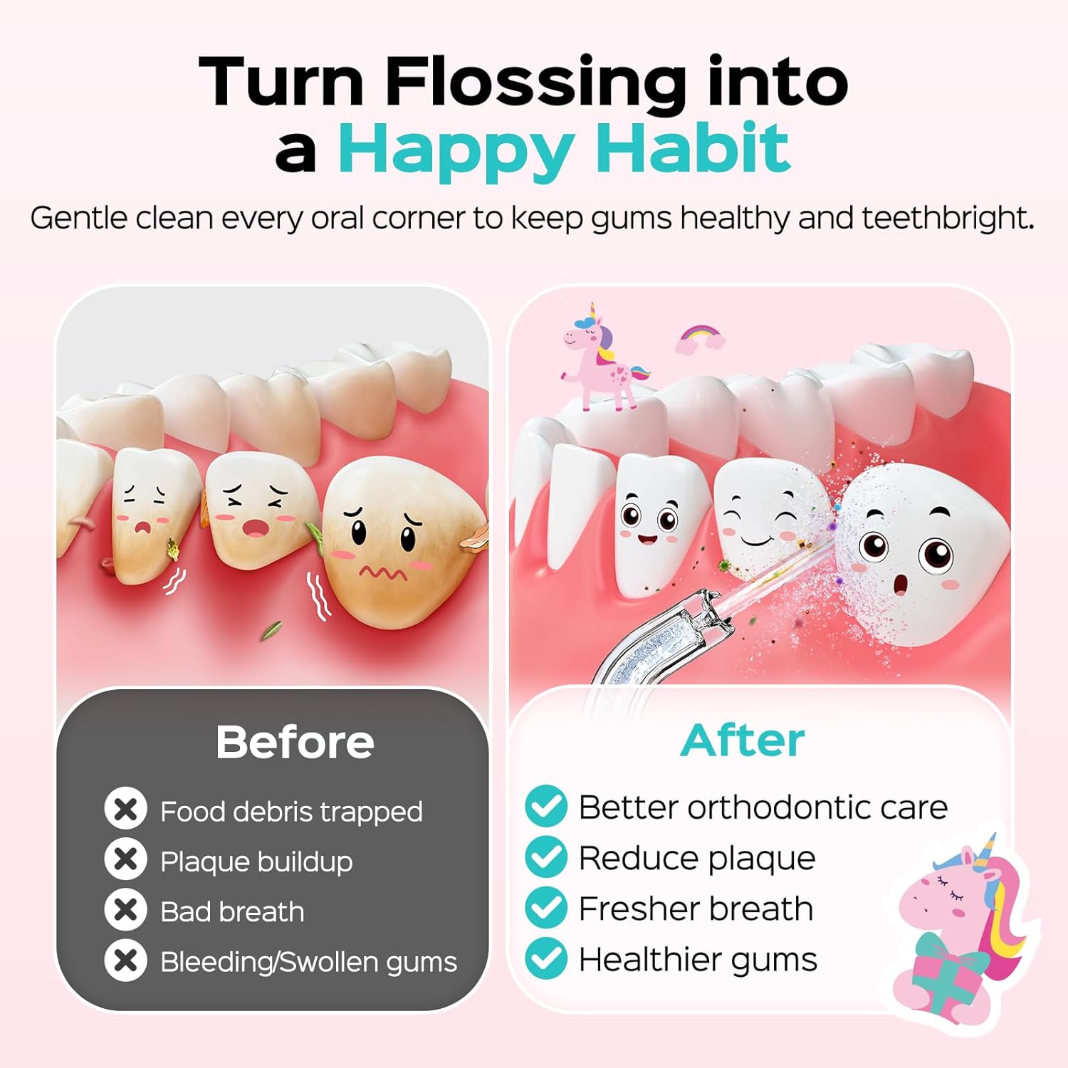 Thumbnail 1 de COSLUS T40 Portable Water Flosser for Kids (Ages 6+), 4 Gentle Modes for Braces & Sensitive Teeth, Pink