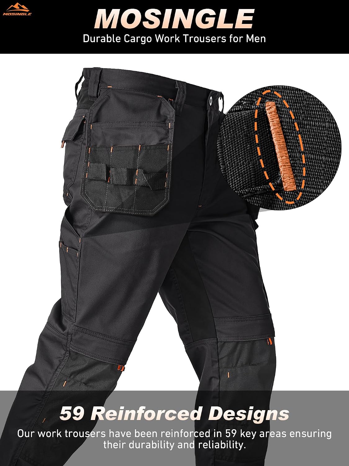 Thumbnail 3 de mosingle Men's Work Trousers Durable Stretch Cargo