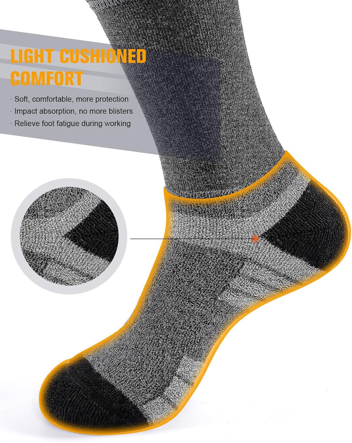 Detalle de Niorasen Men's Crew Socks, 78.6% Cotton