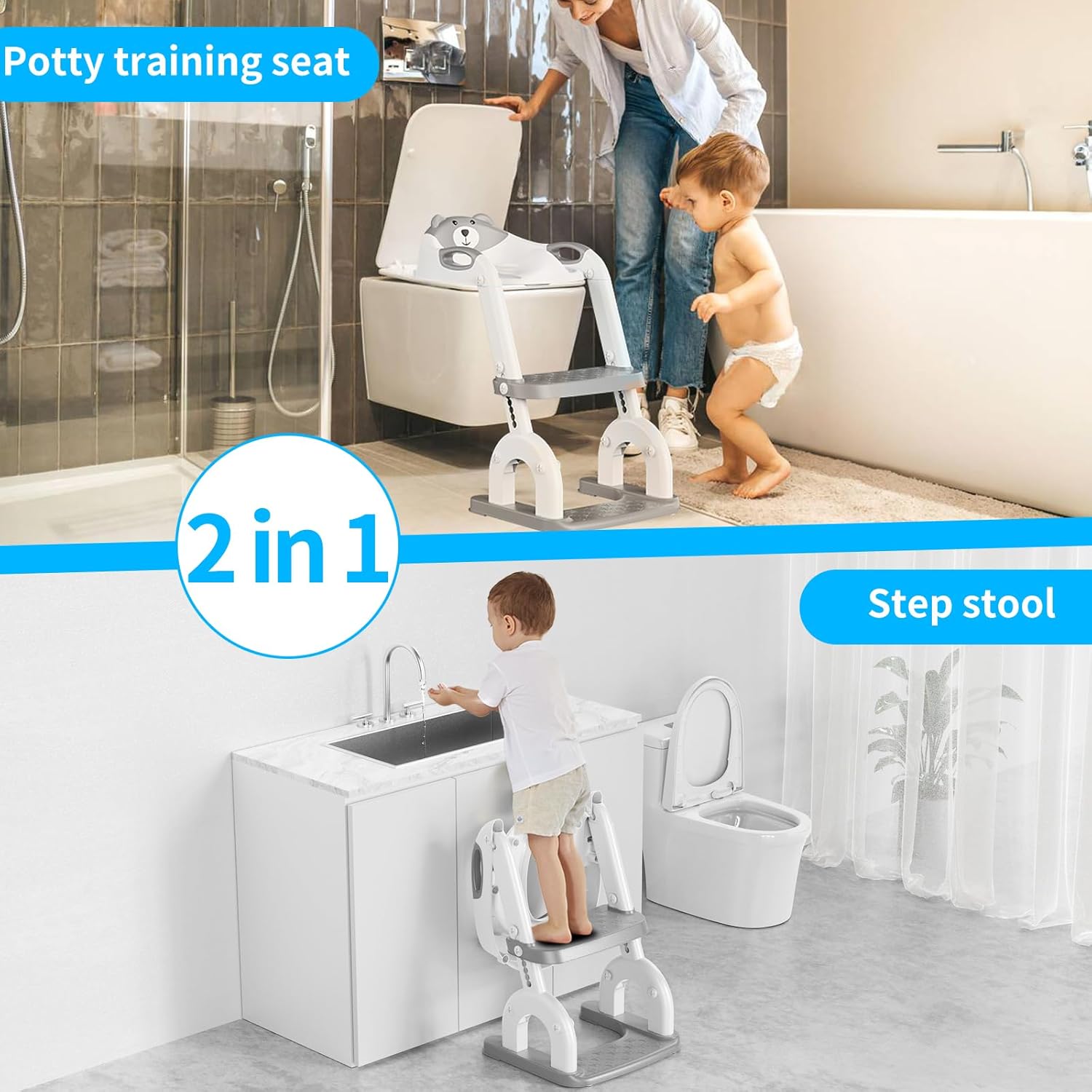 Detalle de Sedile WC per bambini con scale regolabile 2 in 1 (accessorio per WC aggiornato)