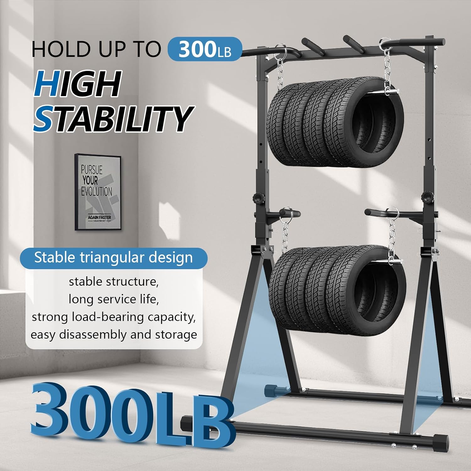 Detalle 1 de STACOO Foldable Pull-Up Station, Adjustable Power Tower in Alloy Steel