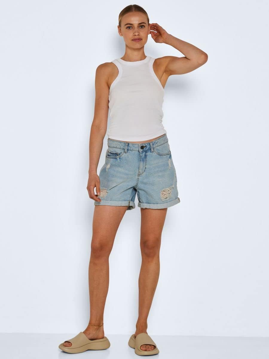 Thumbnail 3 de Noisy May Nmsmiley Nw DEST shorts in denim con dettagli distressed