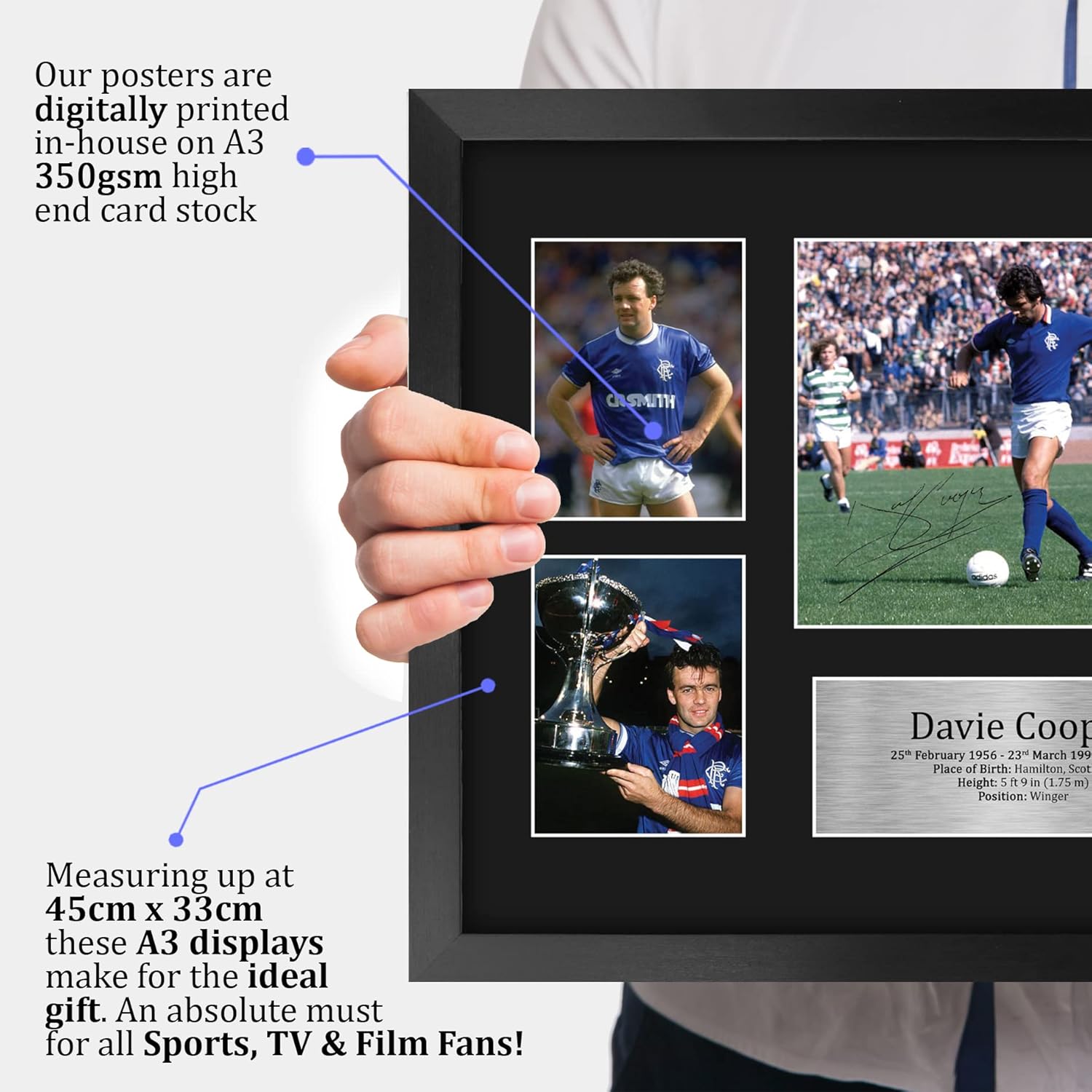 Thumbnail 2 de HWC Trading FR A3 Davie Cooper Rangers framed autograph picture (A3)