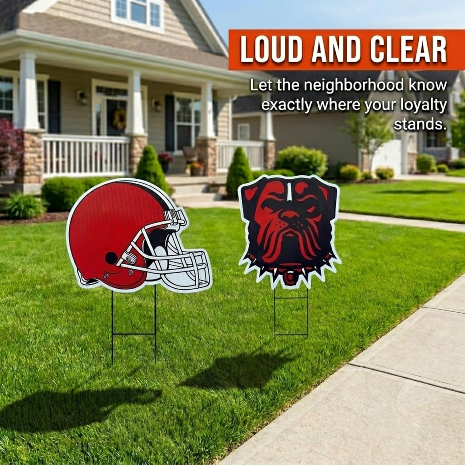 Detalle 2 de Proformance Home NFL Logo & Helmet 2-Pack Yard Sign Set (Cleveland Browns)