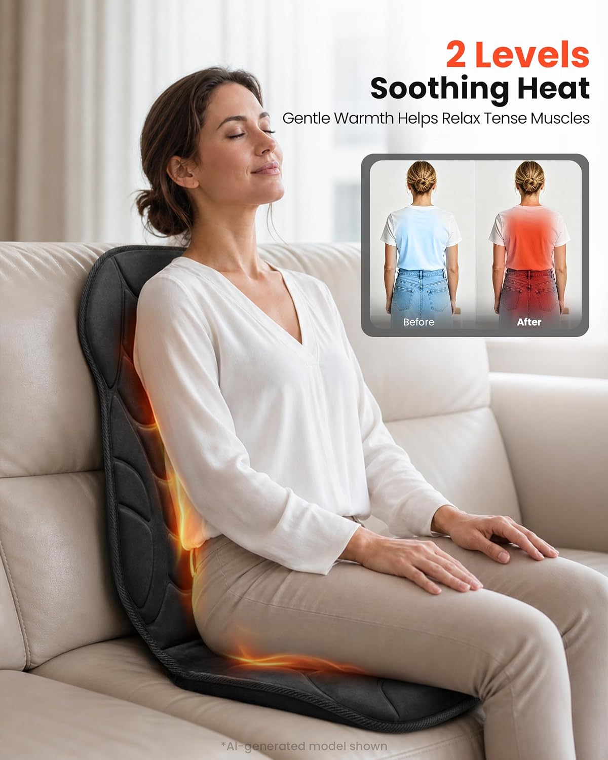 Detalle de COMFIER Massagesitzauflage mit Wärme – entspannende Massage für Rücken, Nacken und mehr
