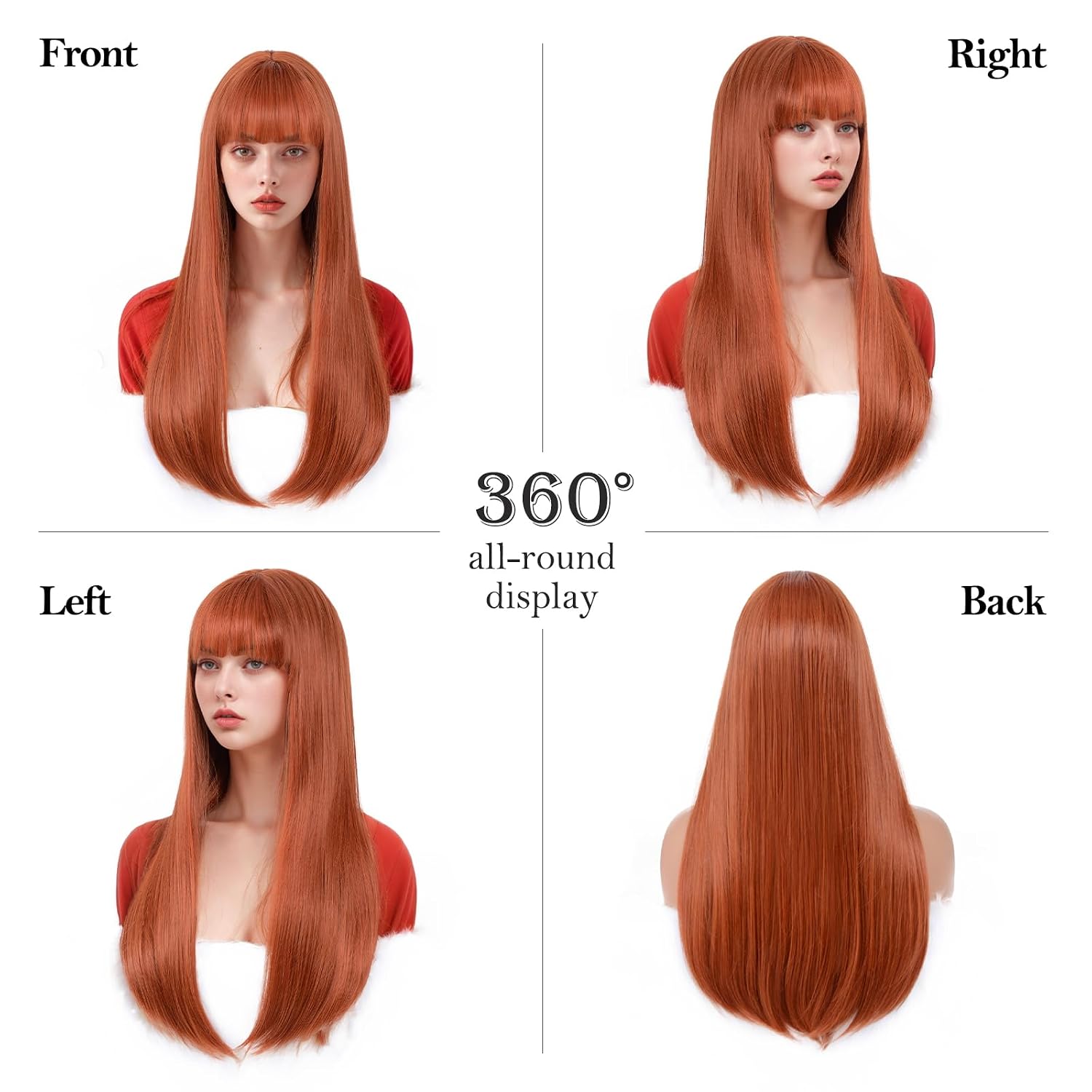 Detalle de Bkiyyi Long Straight Synthetic Wig, 24-inch