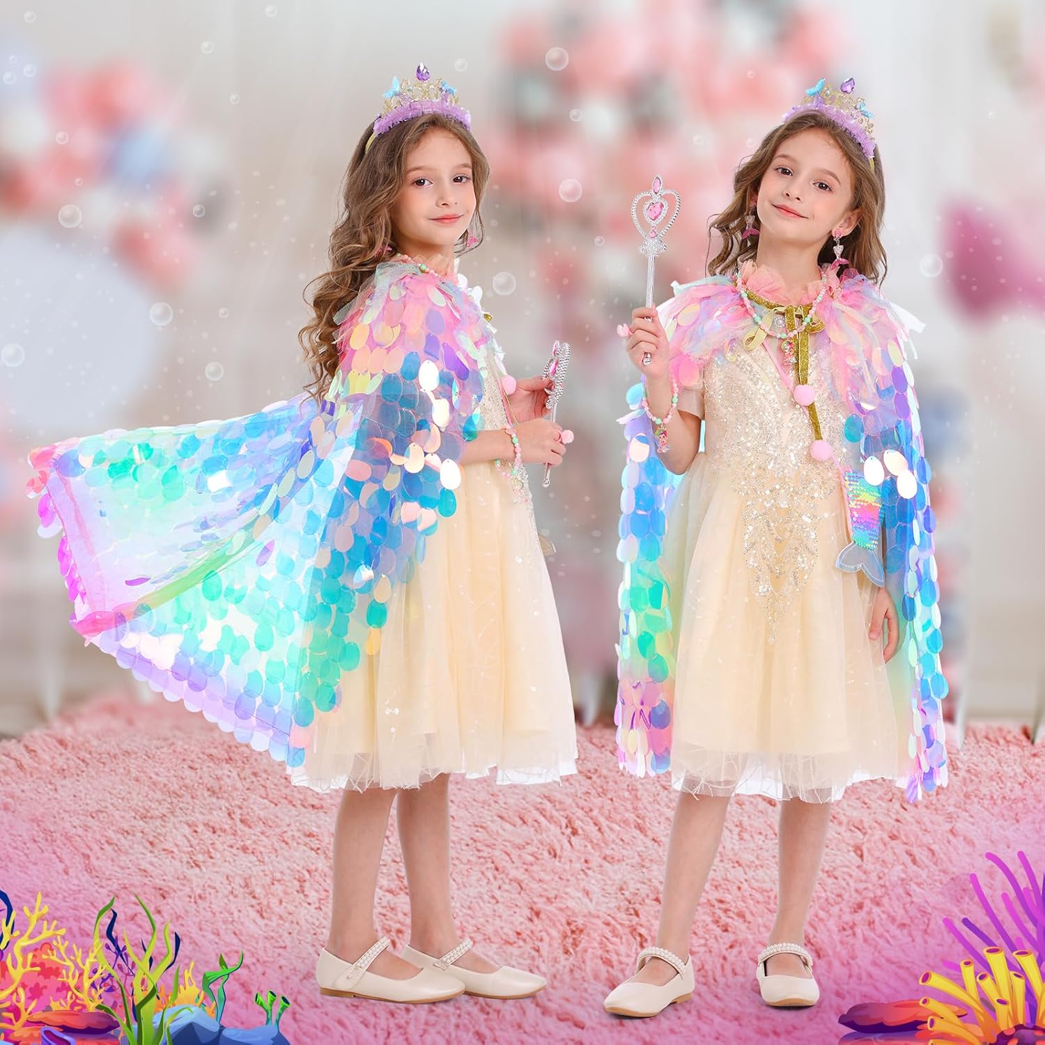 Thumbnail 4 de LIMIROLER Mermaid Princess Dress Up Kit 9 pcs