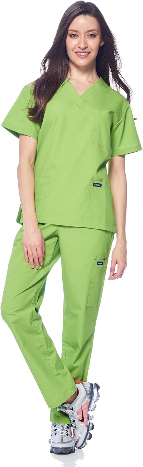 Thumbnail 1 de Dagacci cotton-blended medical scrubs set for women and men (V-neck top + straight-leg pants)