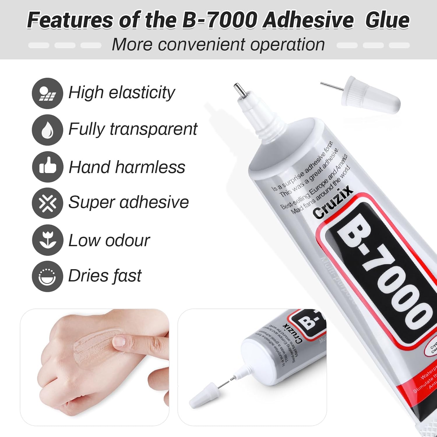 Detalle de Cruzix RZ0081 B7000 Clear Adhesive, 110 ml Precision-Tip Glue