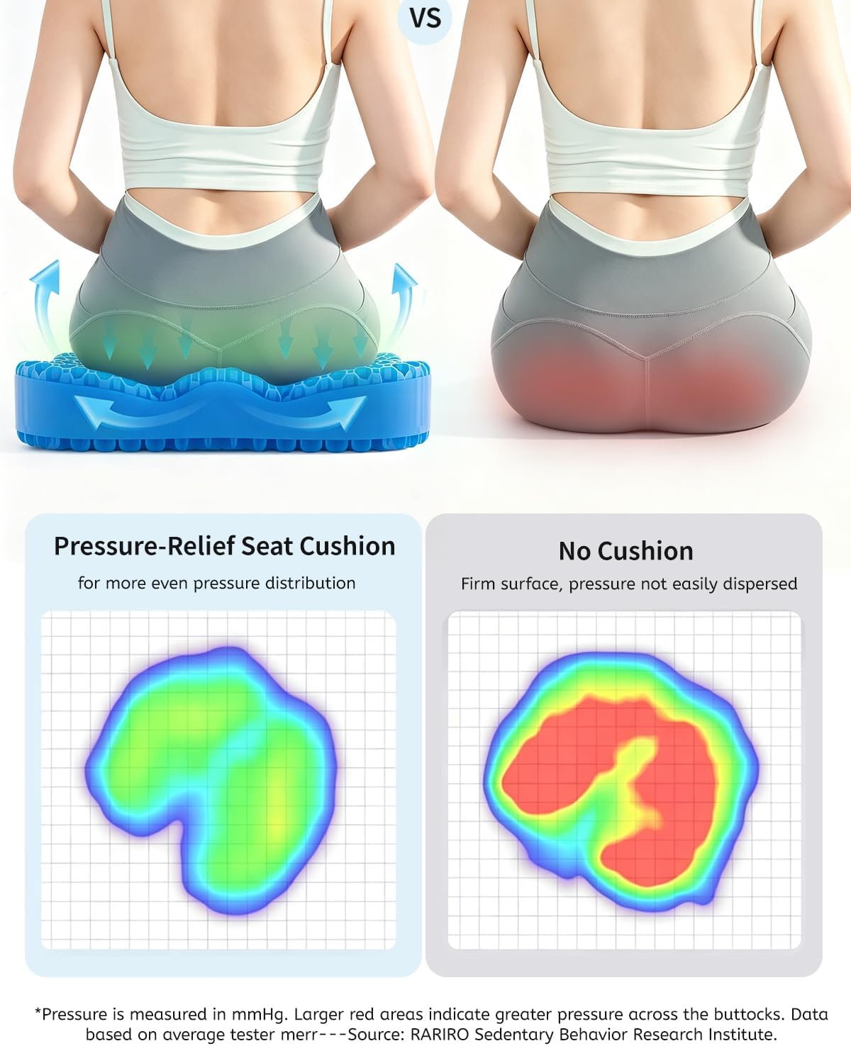 Detalle de RARIRO hudie-xcclan Gel Seat Cushion, Breathable Honeycomb Design, Blue