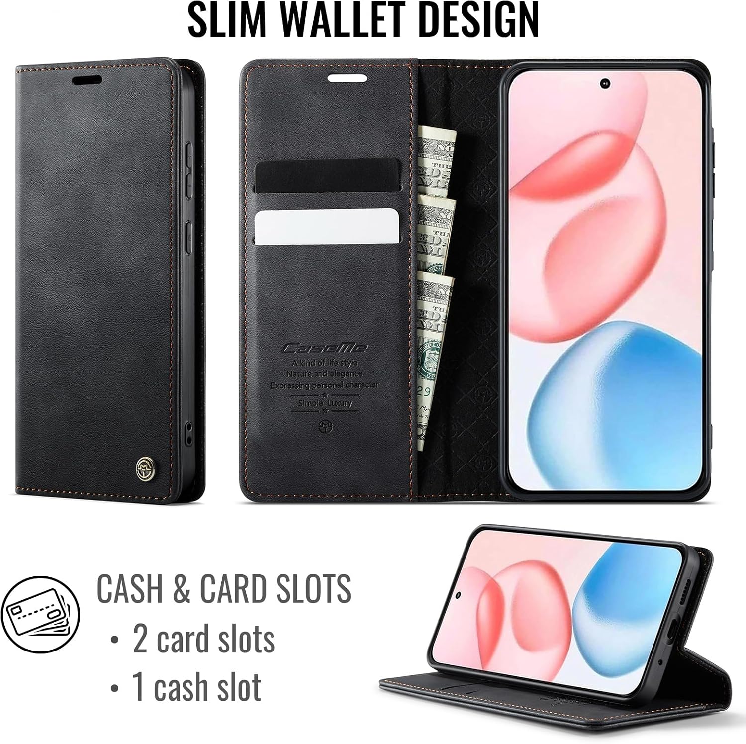 Thumbnail 1 de owlhold Honor 400 5G Klapphülle mit Standfunktion, RFID-Schutz und Kartenfächern (Schwarz)