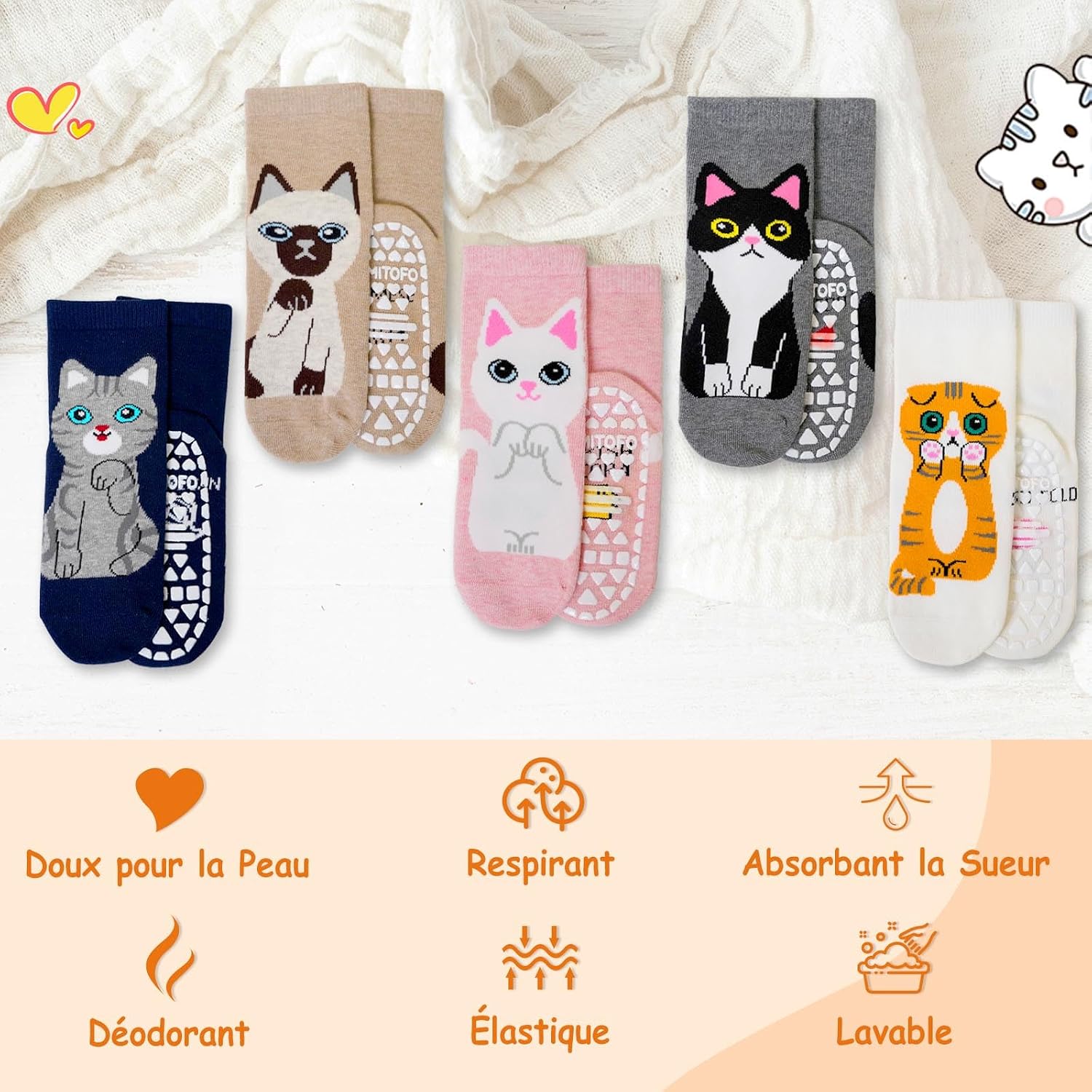 Thumbnail 4 de PUTUO Chaussettes Antidérapantes Enfant 2–14 ans